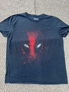 Marvel Black Short Sleeve T-Shirt with Red Deadpool Graphic